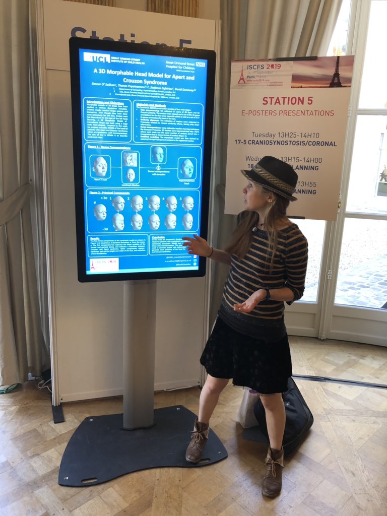 GOSH Craniofacial Research Unit (@goshcraniores) on Twitter photo Eimear O'Sullivan presented a poster on a 3D morphable model for Crouzon and Apert syndrome at <a href="/Iscfs2019/">ISCFS 2019</a> #craniofacial Eimear O'Sullivan presented a poster on a 3D morphable model for Crouzon and Apert syndrome at <a href="/Iscfs2019/">ISCFS 2019</a> #craniofacial