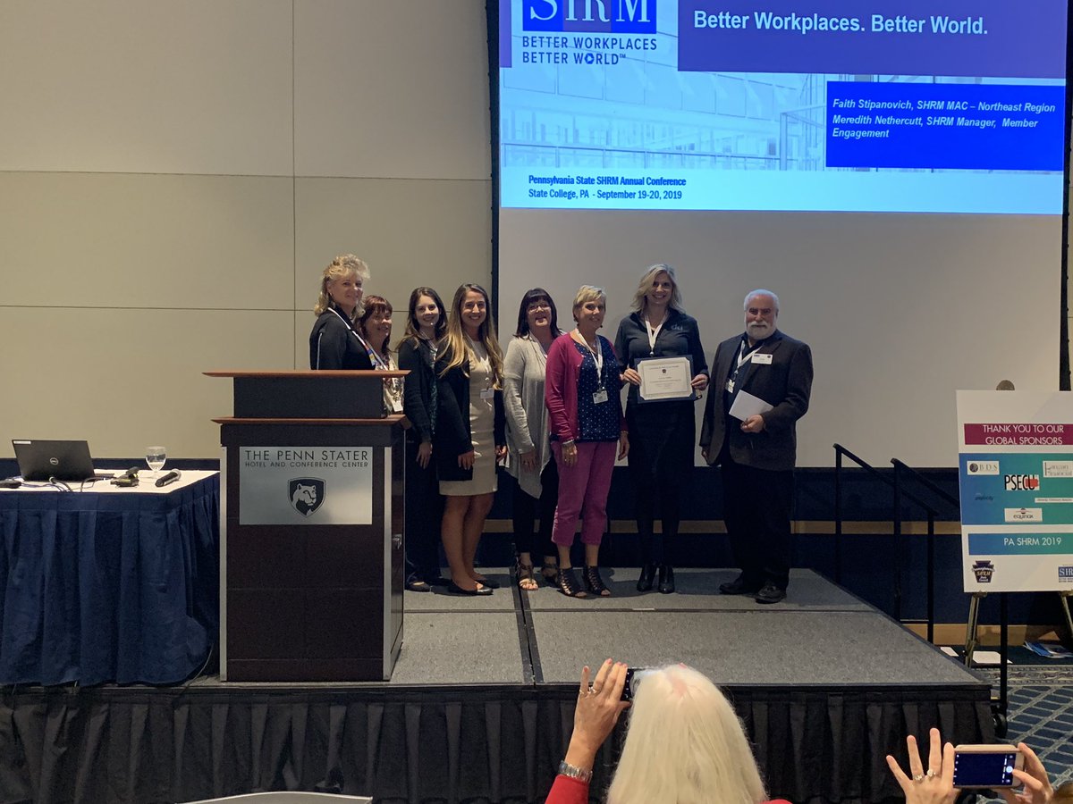 PA_SHRM's tweet photo. Congrats @LancasterSHRM for winning the #PASHRM Chapter of the Year Award at #PASHRM19 🎉😊 https://t.co/wcGogZb7gy
