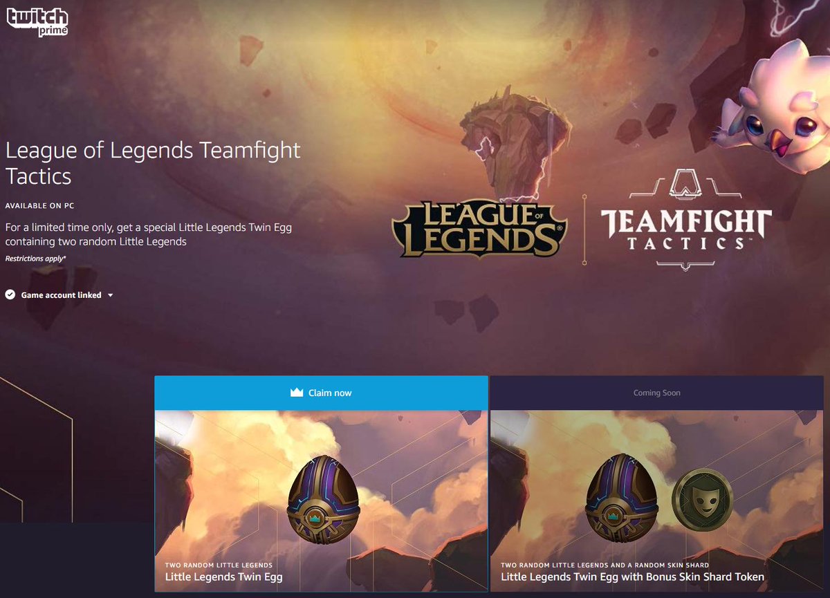 Riot Mort on X: TFT - Get your free Little Legends with Twitch Prime!   (Note: If you already own the ones in the twitch  egg, you can turn them into a random egg and reroll. That's what happened  to me.)