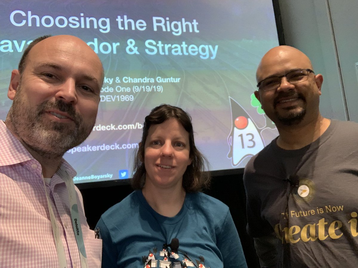 _JonSam's tweet image. “Why don’t we just upgrade to Java 13?” I asked @TheDonRaab yesterday. Just attended an excellent talk by @CGuntur and @jeanneboyarsky on choosing the right Java Vendor. Very interesting, had not appreciated everything we to consider before moving off of Java 8. @OracleCodeOne