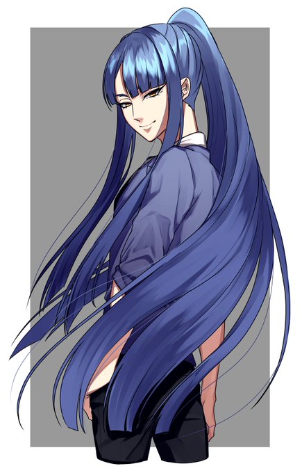 青髪ロングのtwitterイラスト検索結果