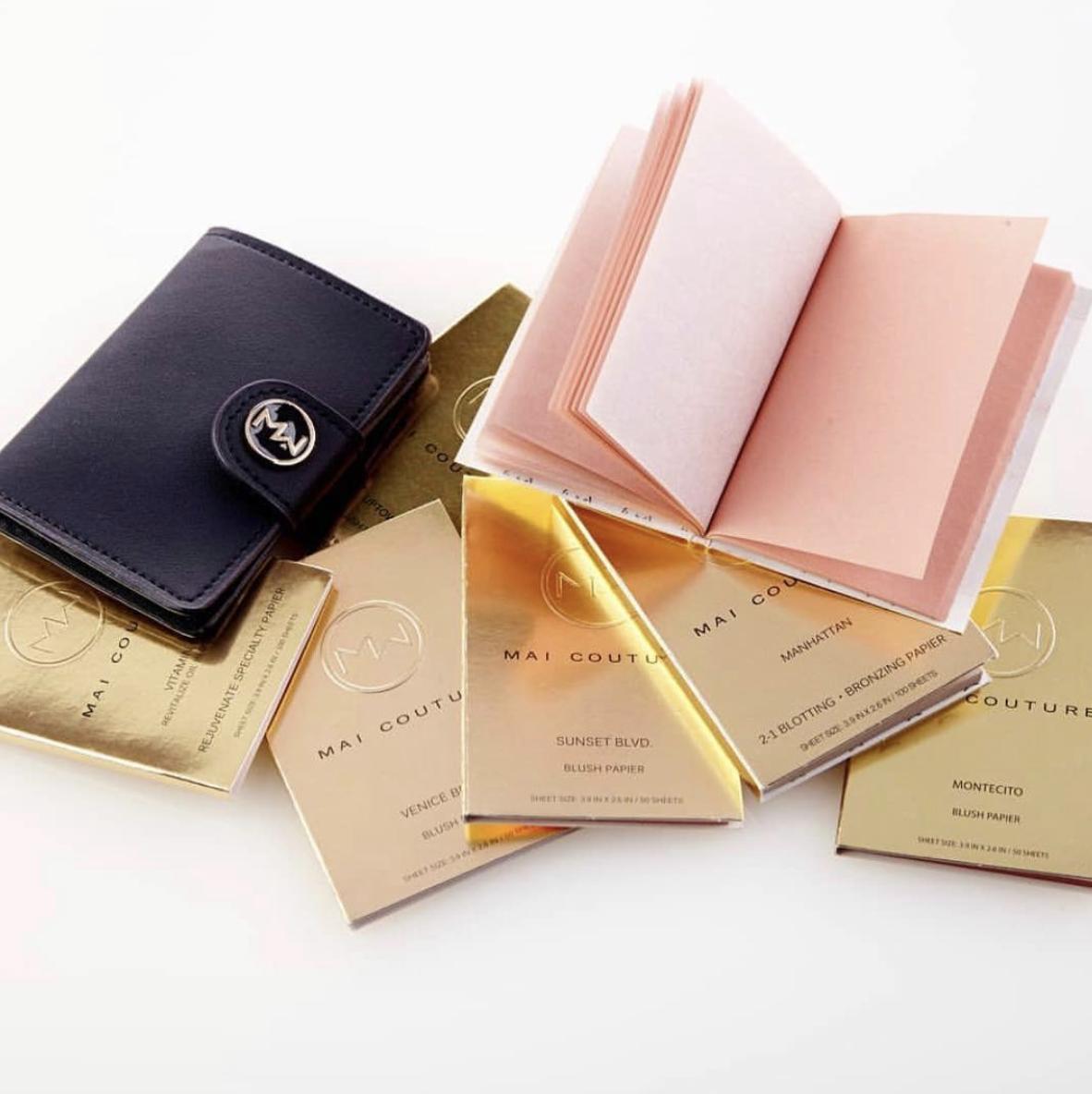 Thank you lindsaybstyling [IG] for this beautiful shot of our products ❤️ Have you tried our blush sheets? Stash a book in your bag for easy touch-ups #maicouture #blotblushglow