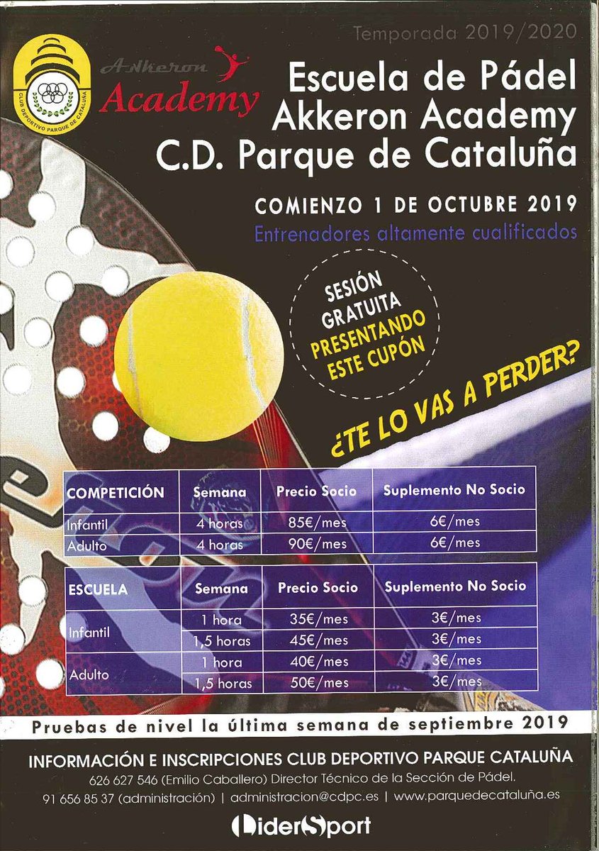 ¡Comienza la Escuela de Tenis!
A partir del 1 de octubre, damos el inicio a un nuevo curso deportivo de Padel, y estaremos esperándote.
No dejes pasar esta ocasión.