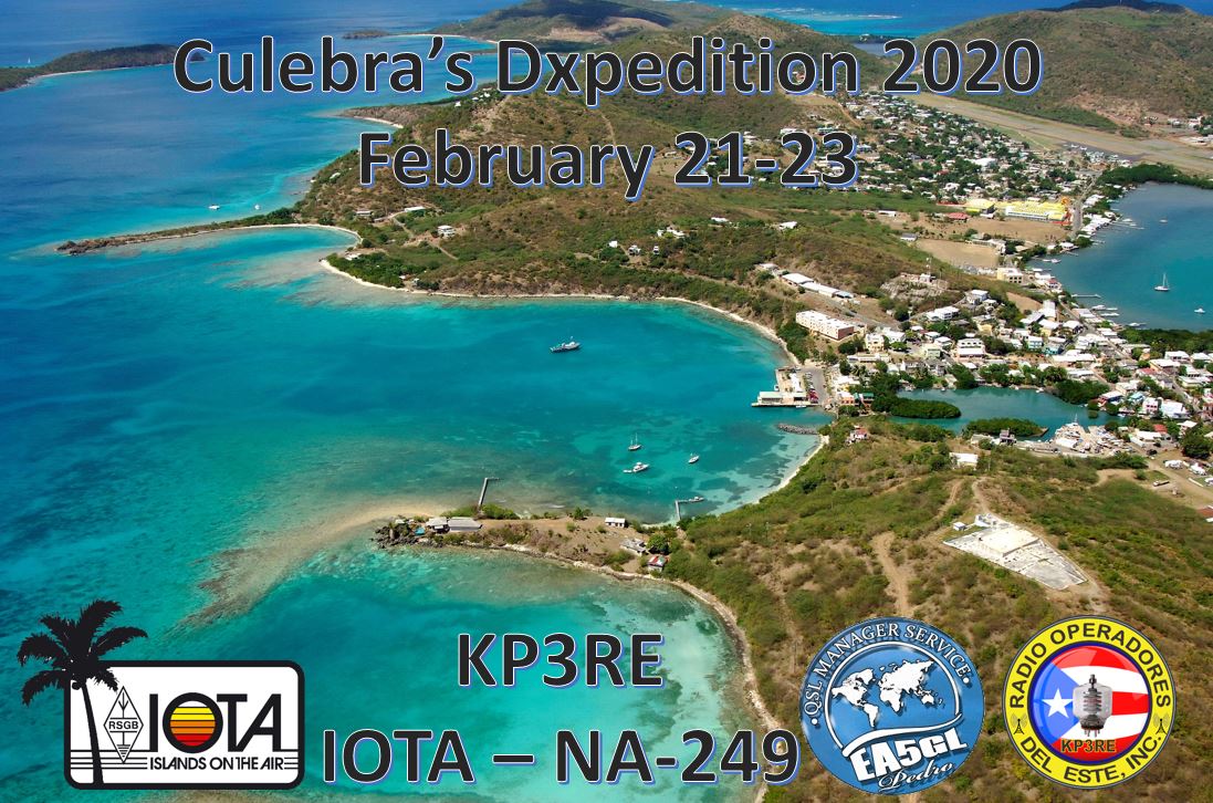 KP3RE Team will be returning to Culebra Island IOTA NA-249 during the weekend of February 21-23, 2020, if you did not contact us last time, this is your new opportunity to do so, our group is motivated to return and at the request of all of you we will be there. Info KP4RV