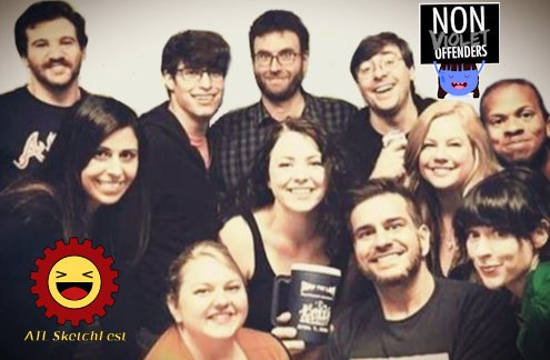 Saturday features #NonVioletOffenders! They're a group of hilarious weirdos who are not afraid to offend -- non violetly, of course! See them along with The Scene Shop and Mark Kendall​ and find out who will take home the $201.99 grand prize! Tix at freshtix.com/events/atl-ske…