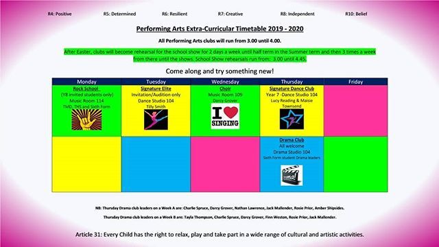 TRSPerformArts's tweet image. Get involved with this year&apos;s PA extra curricular clubs!