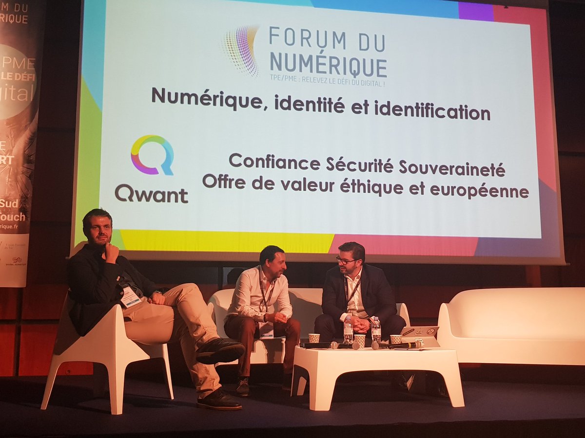 isenmed's tweet photo. [Forum du numérique] #FDNumsud les témoignages de T. DELERUYELLE et J-P CARUANA de @isenmed et L.Cox de @Qwant_FR "les données personnelles, un enjeu de souveraineté." https://t.co/OXRo27FiFA