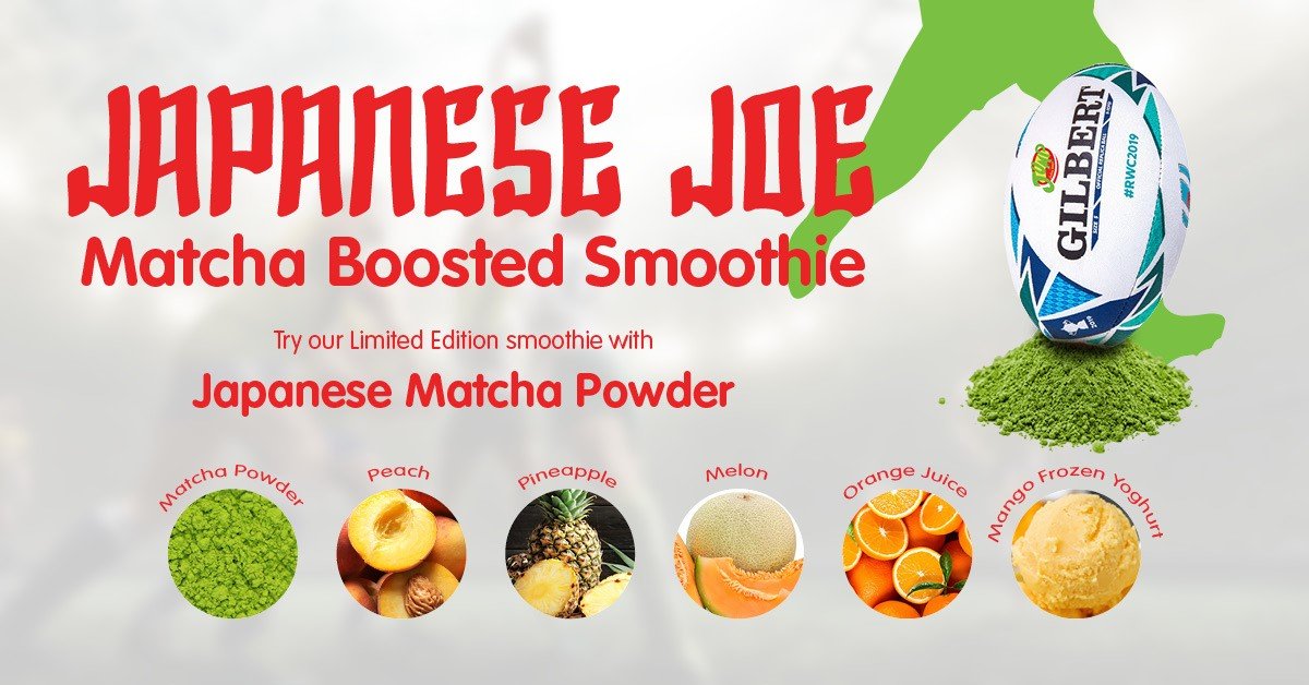 🏈🍵🇯🇵 Introducing the JAPANESE JOE, a Matcha Boosted Smoothie! 🇯🇵🍵🏈
Visit Jump Juice Bars today to try the limited edition smoothie! Matcha Green Tea Powder is a strong variant of regular green tea and is a very powerful antioxidant💪🏻🍵
