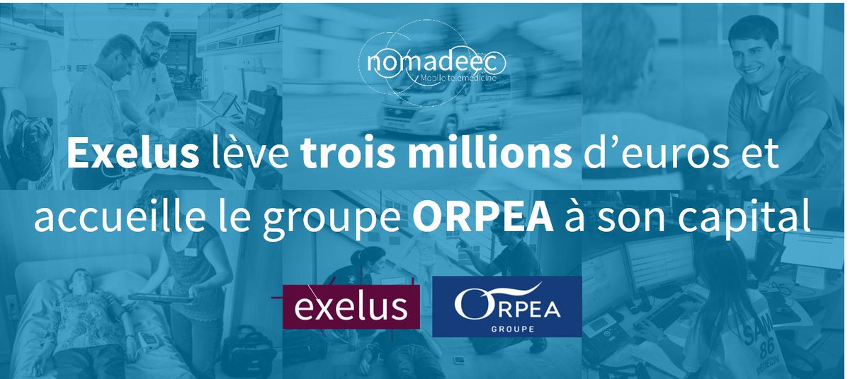 FrenchTechBdx's tweet photo. 🔝 La société #Exelus, éditrice de la solution de télémédecine @nomadeec, annonce sa 2ème levée de fonds d’un montant de 3M d'€ 🚀
C'est @ORPEA_, leader mondial de la prise en charge de la dépendance, qui rentre au capital ⚕️
Le communiqué de presse 👉 https://t.co/coosbi4gh0 https://t.co/qk4czRyhVf