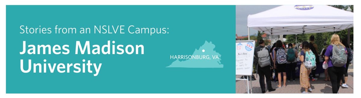JMUCivic's tweet image. @JMU is featured on p.10 of the @TuftsIDHE national report thanks to institutionalized efforts across campus 2 deepen civic learning &amp;amp; democratic engagement year-round, from classrooms to student orgs to the Quad, @JMUOrientation, @JMU_OCL @UREC @JMUResLife #EducatingforDemocracy
