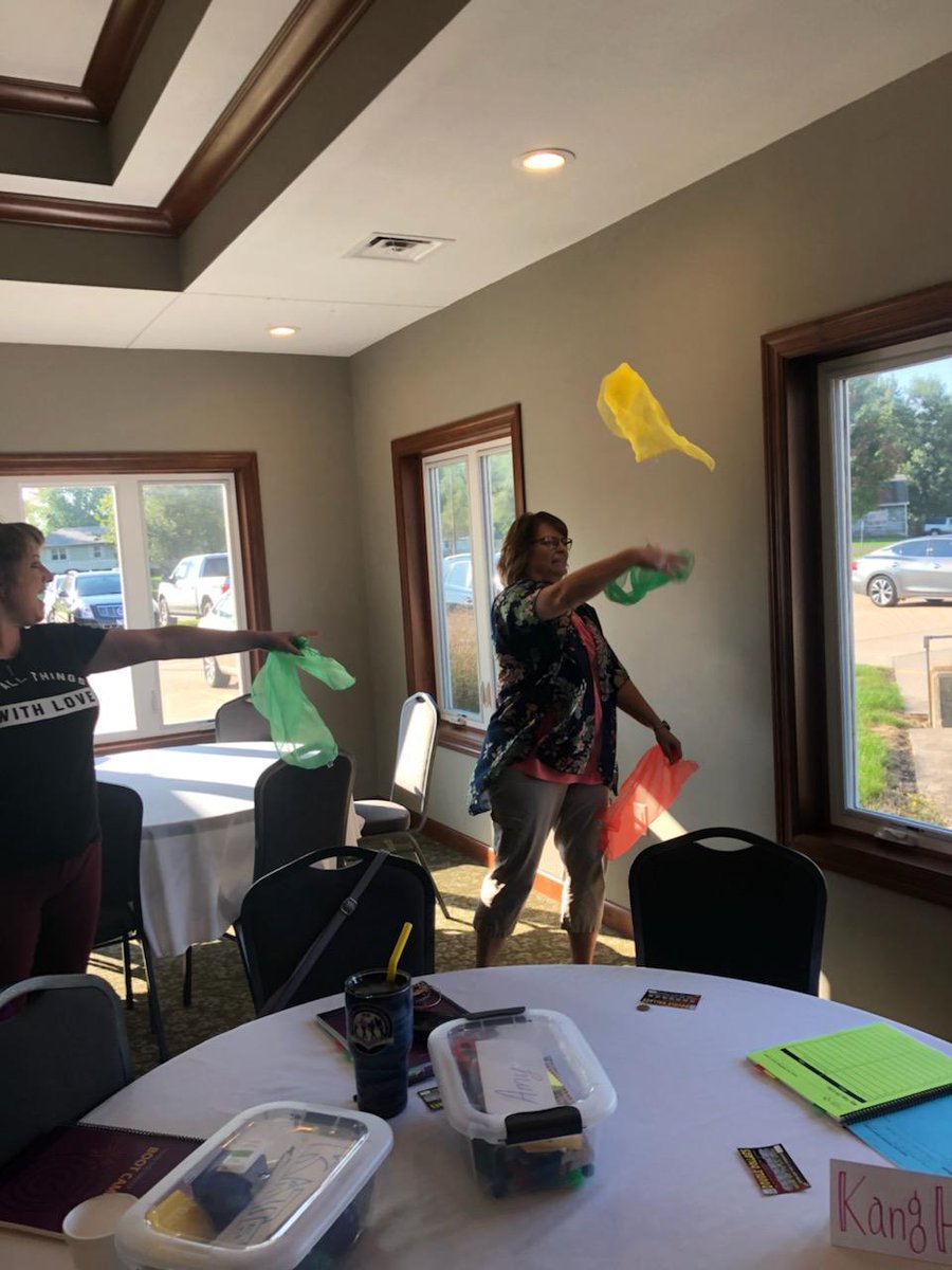 MsAmyfullerton's tweet photo. Spent the past 2 days learning how to better provide professional development workshops and yes that includes learning how to juggle scarves! #ROE33_HKMW https://t.co/a9S8ZVgZzj