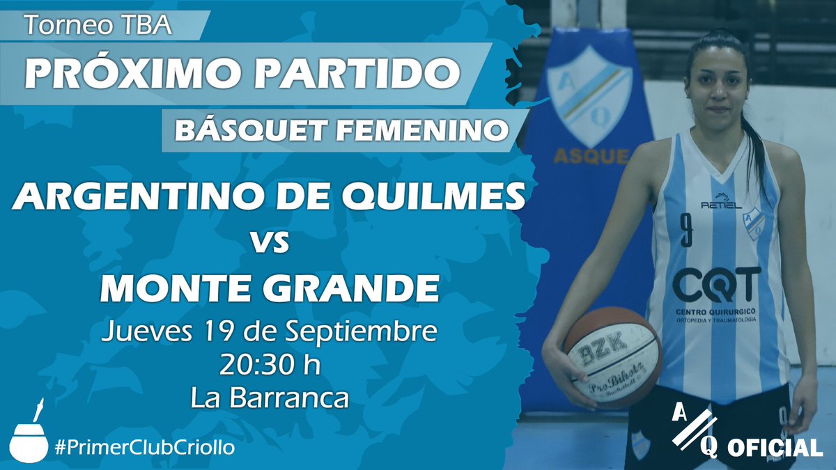 Argentino de Quilmes (@argdequilmesof) on Twitter photo ¡Veni a alentar a la chicas del Básquet! 🏀
Esta noche se juegan el primer puesto de la clasificación a los playoffs 🆚 <a href="/BasquetCAMG/">Basquet Monte Grande</a> 🔜
Socios gratis. Invitados $50.
#PrimerClubCriollo ¡Veni a alentar a la chicas del Básquet! 🏀
Esta noche se juegan el primer puesto de la clasificación a los playoffs 🆚 <a href="/BasquetCAMG/">Basquet Monte Grande</a> 🔜
Socios gratis. Invitados $50.
#PrimerClubCriollo