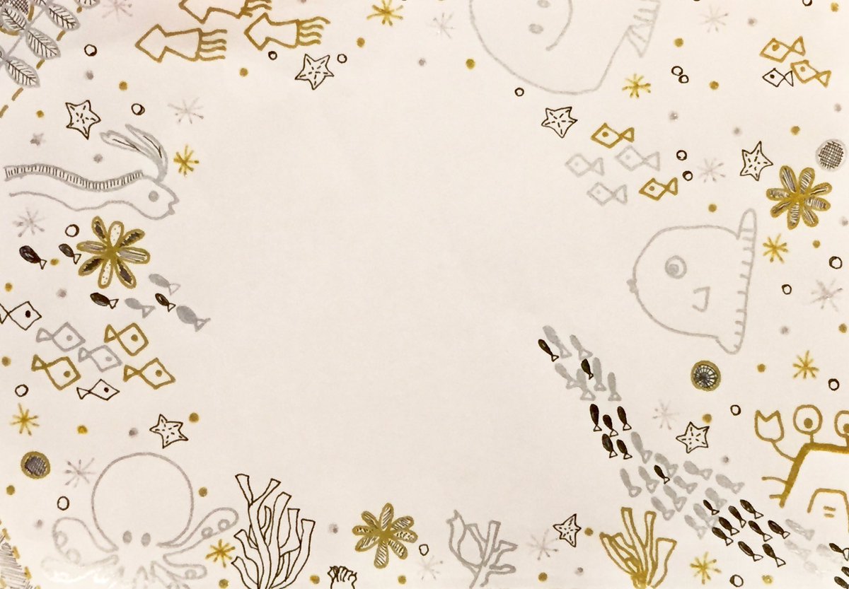 Kotomi Twitterren 水族館のレター用紙 シルバーのペンとゴールドのペンで描いたので 光の当て具合で表情がかわります 写真撮るのが下手でうまく伝わるといいな 手書き イラスト