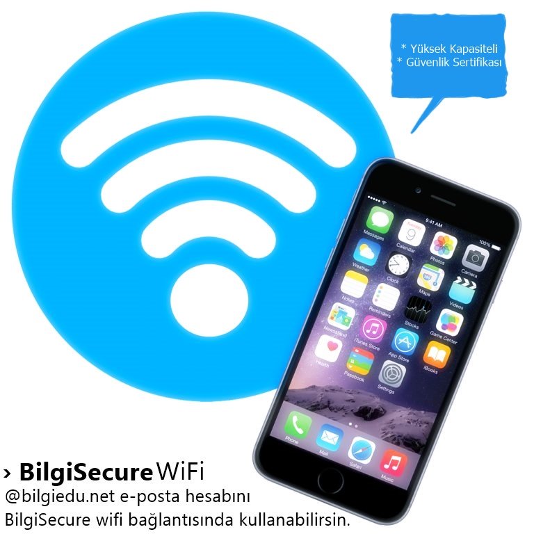 Tüm kampüslerde Güvenli ve hızlı WiFi bağlantısı için BILGISECURE ağına <a href="/bilgiedu/">Bilgi Üniversitesi</a>.net e-posta adresini kullanarak bağlanabilirsiniz.