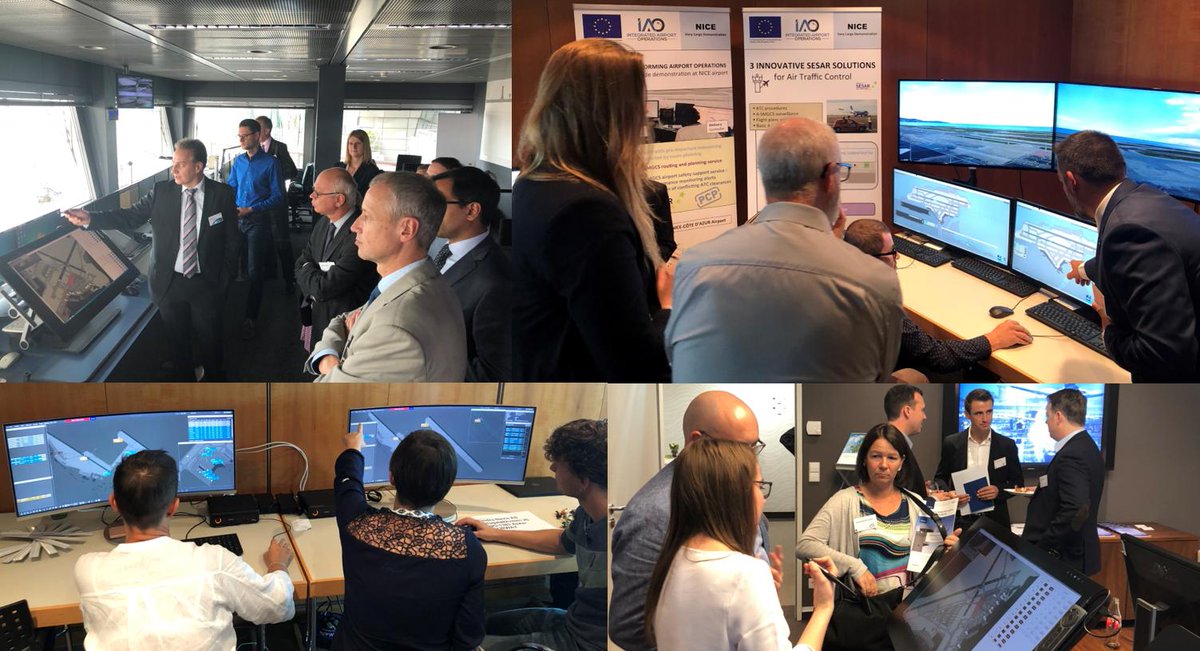 SESAR_JU's tweet photo. Seeing is believing! Great to welcome #airports, #airlines &amp; #ANSPs to see first hand 👓 #SESAR tech trialed in real ops in the very large-scale demo on Integrated Airport Operations - together we are accelerating uptake!@DLR_en @SINTEF @DGAC @IndraCompany @HungaroControl https://t.co/zhWHRdjq20