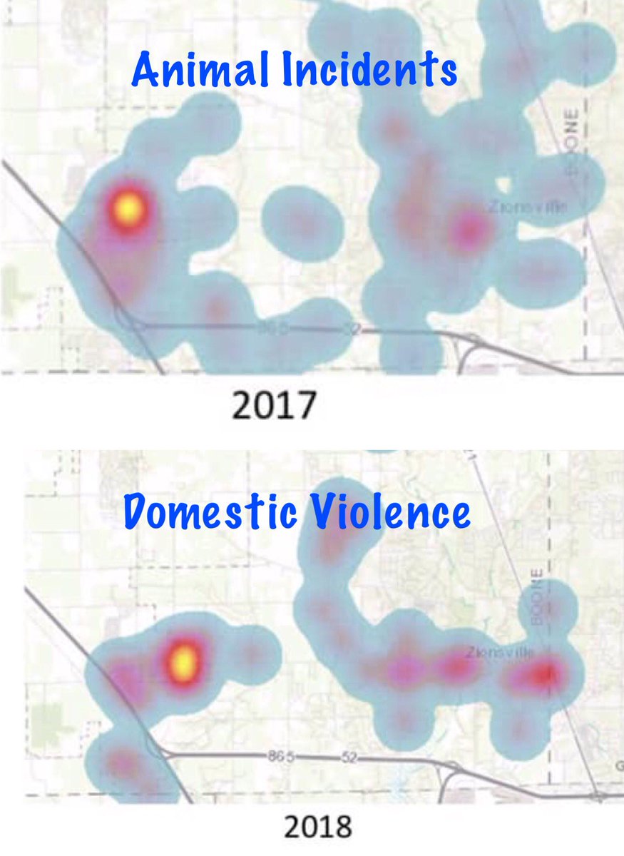 amcampbell84's tweet image. Highest concentration of animal control reports on top and domestic violence reports below the FOLLOWING YEAR. With abusers often using harm to animals to delay DV reporting might working with Animal Control provide opportunity to intervene 1 year earlier? journals.sagepub.com/doi/full/10.11…