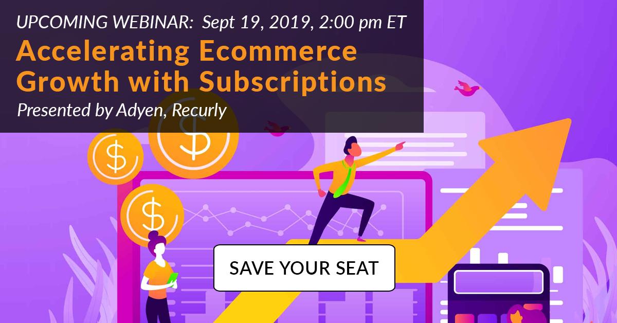 DC360_Official's tweet photo. According to Mckinsey, #subscriptionecommerce has grown 100% over the last 5 years. Don't miss our #webinar with @Adyen and @recurly that will go over the best practices and key considerations for acceleration #ecommerce growth with subscriptions. https://t.co/h5pQFl6uXv https://t.co/pUNSxqZUkp