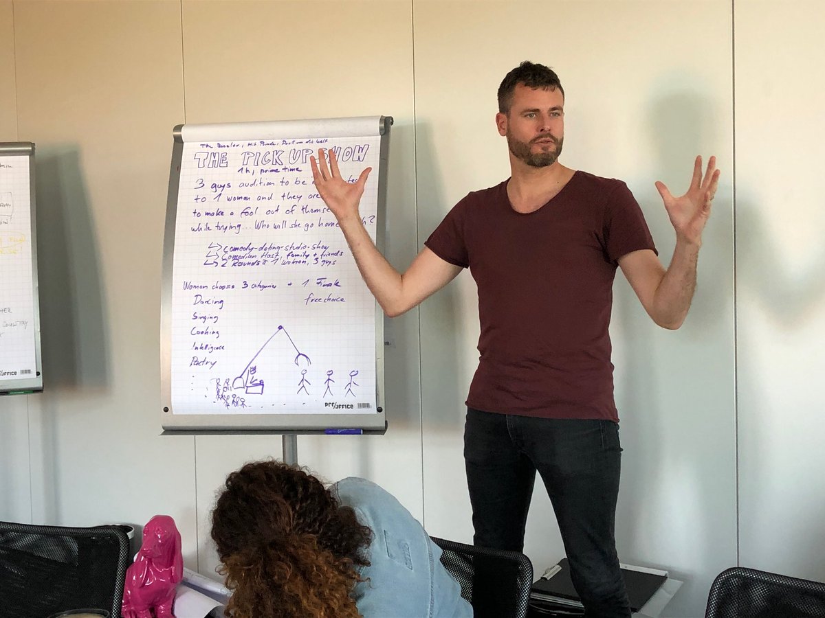 EMC_Academy's tweet photo. EMC FORMAT MASTER CLASS 
Day 2, Sessions 2 &amp; 3: Mike Timmermann Workshop Part 2
#emcmasterclass #networking #education #international #business #entertainment #potd #news #television #events #organization #thinktank #idea #berlin #format #formatbusiness #showbuisness #peertopeer https://t.co/1vwEkHSliZ