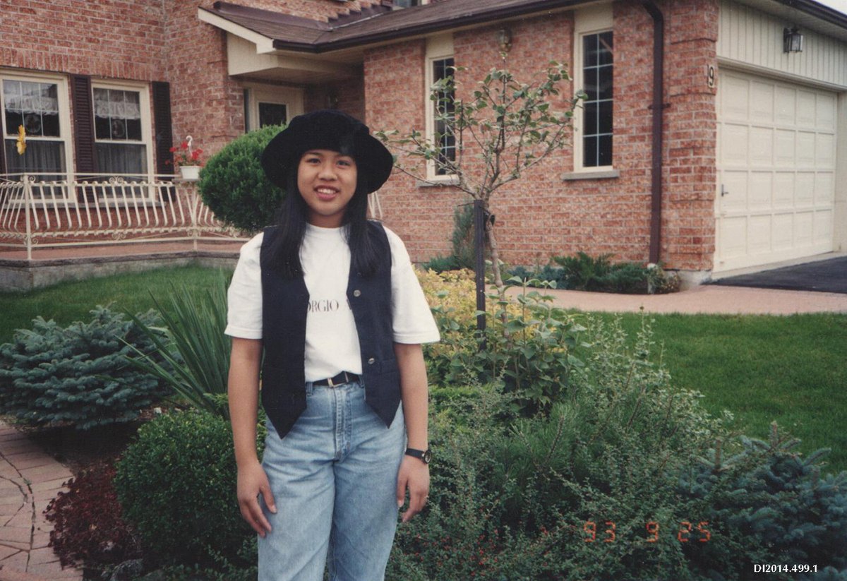 "My parents met Filipinos in the community and made friends. This is at one of the gatherings. I am now wearing Canadian #fashion (e.g. Blossom Hat)". This picture of Louanne Aspillaga embracing #90sfashion brings back memories. <a href="/AFW_fashionweek/">Atlantic Fashion Week</a> #AtlanticFashionWeek