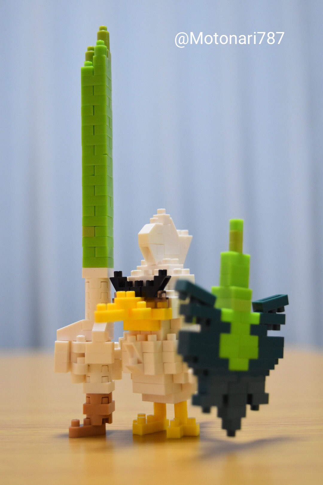 Motonari787 ナノブロック作品19 12 ネギガナイト です ガラル地方に暮らすカモネギが 戦いの果てに進化したポケモン 19年11月に発売するポケモン ソード シールドの内ソードに登場します ナノブロック ポケモン