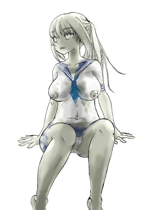 [R-18] 石化(スプレー) #石化 #ボディペイント #固め #セーラー服 #状態変化 https://t.co/Cu2aVYpAnI 