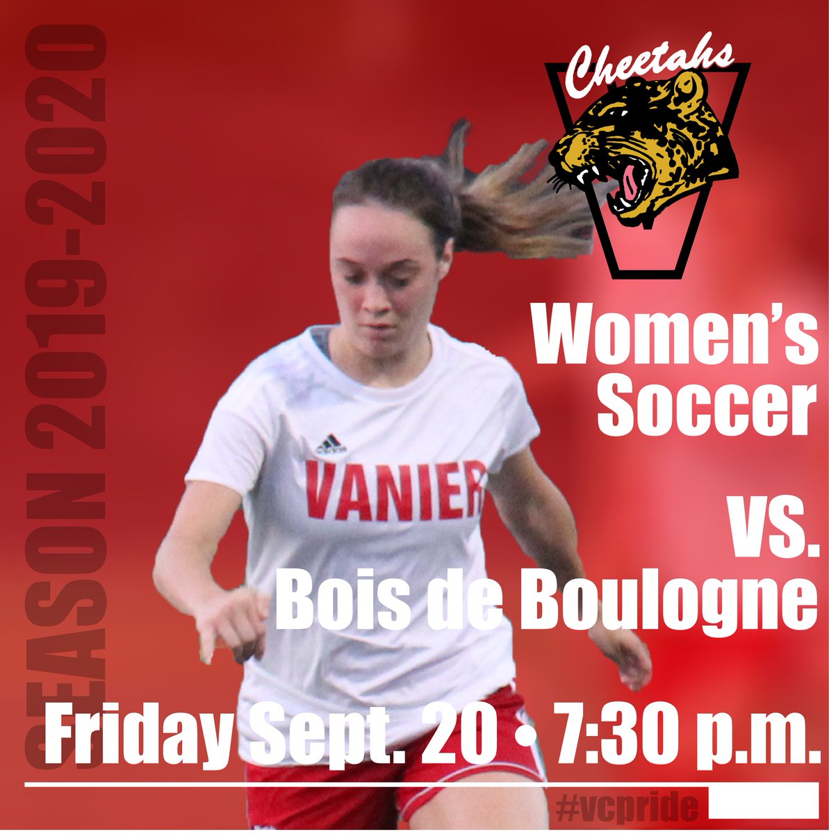 vanierathletics's tweet photo. Two upcoming home games for our Cheetahs:
The women's โฝ team take on Bois-de-Boulogne this Friday and the men's ๐ team play Andre-Grasset on Saturday.
Come out and support your Cheetahs!
#vaniercollege #vaniercheetahs #vcfootball #vcsoccer #studentathletes #vcpride #rseq https://t.co/HCB3h5L8eK