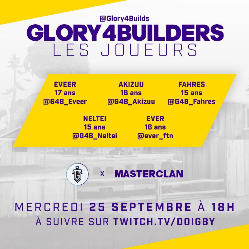 Doigby's tweet photo. Les potes, voilà la liste des joueurs sélectionnés par leur clan pour la finale de MASTERCLAN ! ⛏ 

Autant vous dire que j’ai hâte de les voir sur le terrain !

Rendez-vous le 25 septembre à 18h pour découvrir qui est le meilleur Clan buildfight du moment ! 🔥 https://t.co/2ZGmwOUj4w