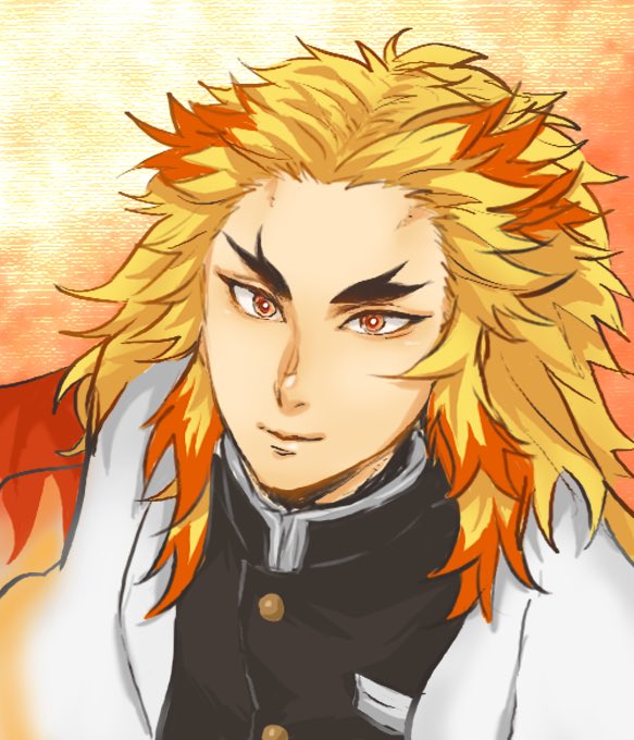 なしろさんがTwitterに投稿した煉獄杏寿郎(鬼滅の刃)のイラスト。