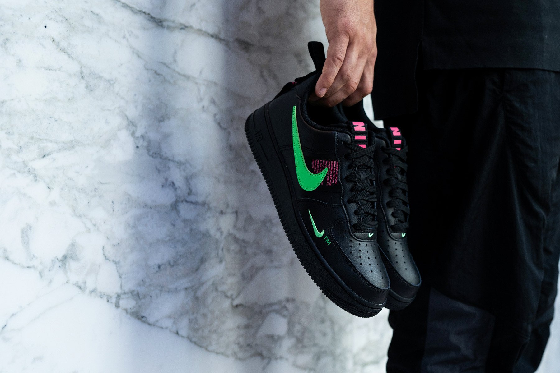 nike air force 1 low utility black scream green