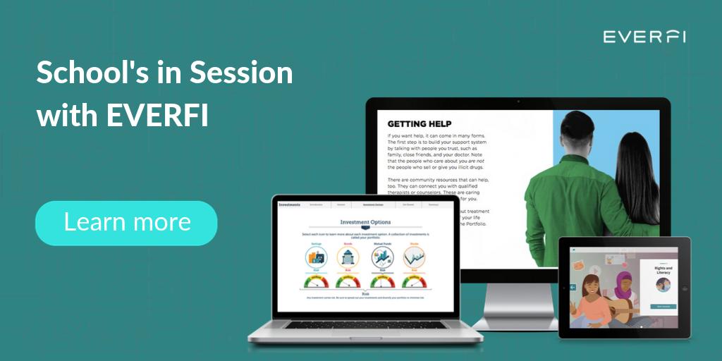 It's back to school for <a href="/EVERFIK12/">EVERFIK12</a> 

EVERFI offers 20 different digital programs that equip students for success. These lessons focus on financial education, health and wellness, #SEL, #STEM &amp; career readiness. 

Teachers register today at no cost.
 
➡️everfi.com/newteacher