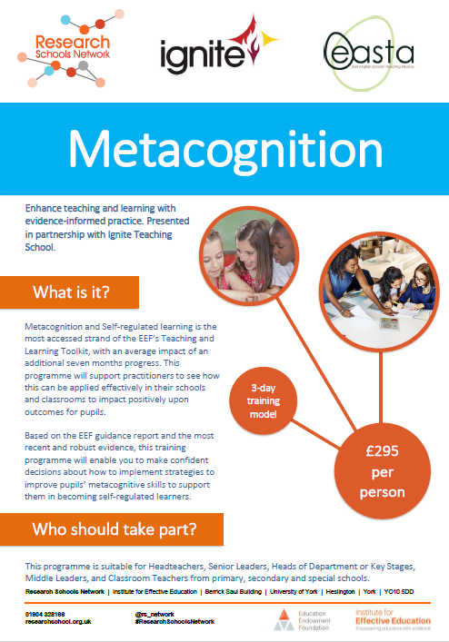 Norfolk_RS's tweet photo. From November: join @chemDrK for Metacognition, delivered in collaboration with @Ignite_TSA. Learn how to implement strategies to improve pupils’ metacognitive skills to support them in becoming self-regulated learners.

Find out more and book now: https://t.co/r6ykPNu5TH https://t.co/9kMBP6oFg0