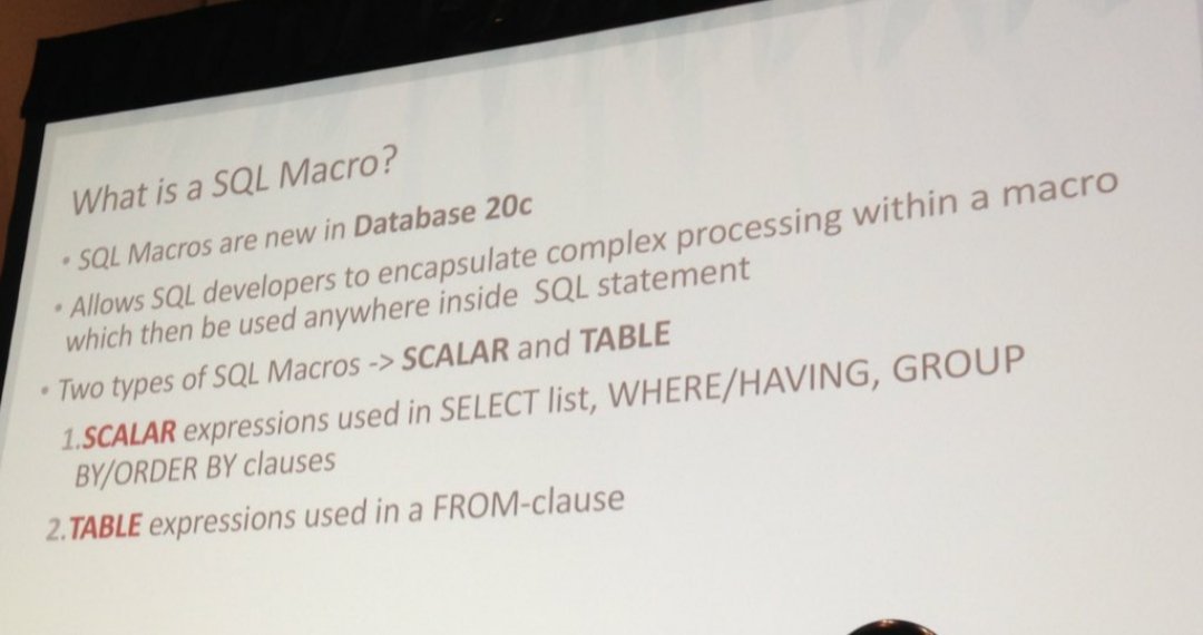 xexish's tweet image. Oracle 20c new features: 

*Native Blockchain tables 
*AutoML
*Json binary representation 
*Persistent memory store
* Non-CDB architecture - Not available in 20C
*Sql Macros, functions that return expressions that become part of your query.

#Oracle20c #Oracledatabase #Oracle