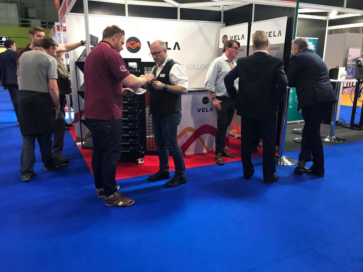 VELA_GmbH's tweet photo. Come and meet Graham Hall CEO Vela Energy Ltd. at the @SolarStorageUK in Birmingham. The VELA team shows a #batterystorage system.
Together with our integration partner Alpiq we offering much more than a simple #energystorage system
#PeakShaving #energy #digitalenergy ^FIE https://t.co/ue98CoRuB6