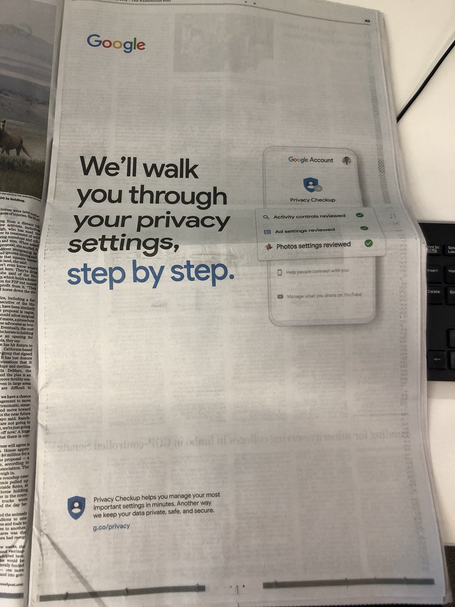 feliciasonmez's tweet image. How concerned is Google about its reputation on data privacy? The company took out not one, but three full-page ads in today’s Post.