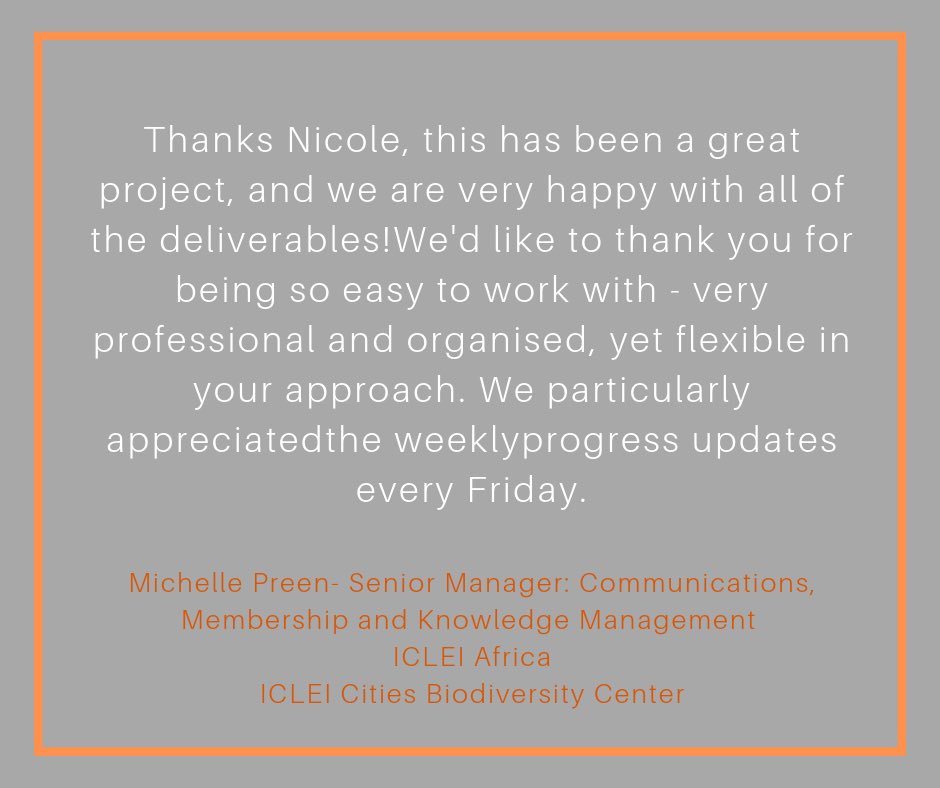 #ClientTestimonial ICLEI Africa

ICLEI, local governments for sustainability is the world’s leading association of cities and local governments dedicated to sustainable development. In every initiative, across five continents, they’ve had one goal: sustainable cities. #pr