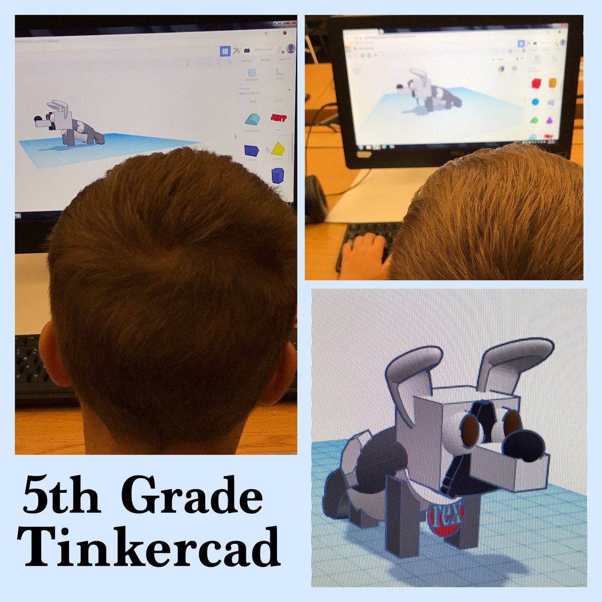 HennessyLab's tweet photo. 5th grade creating Minecraft style dogs using Tinkercad tools! #tinkercad #rfispride https://t.co/zfCNQNDkuy