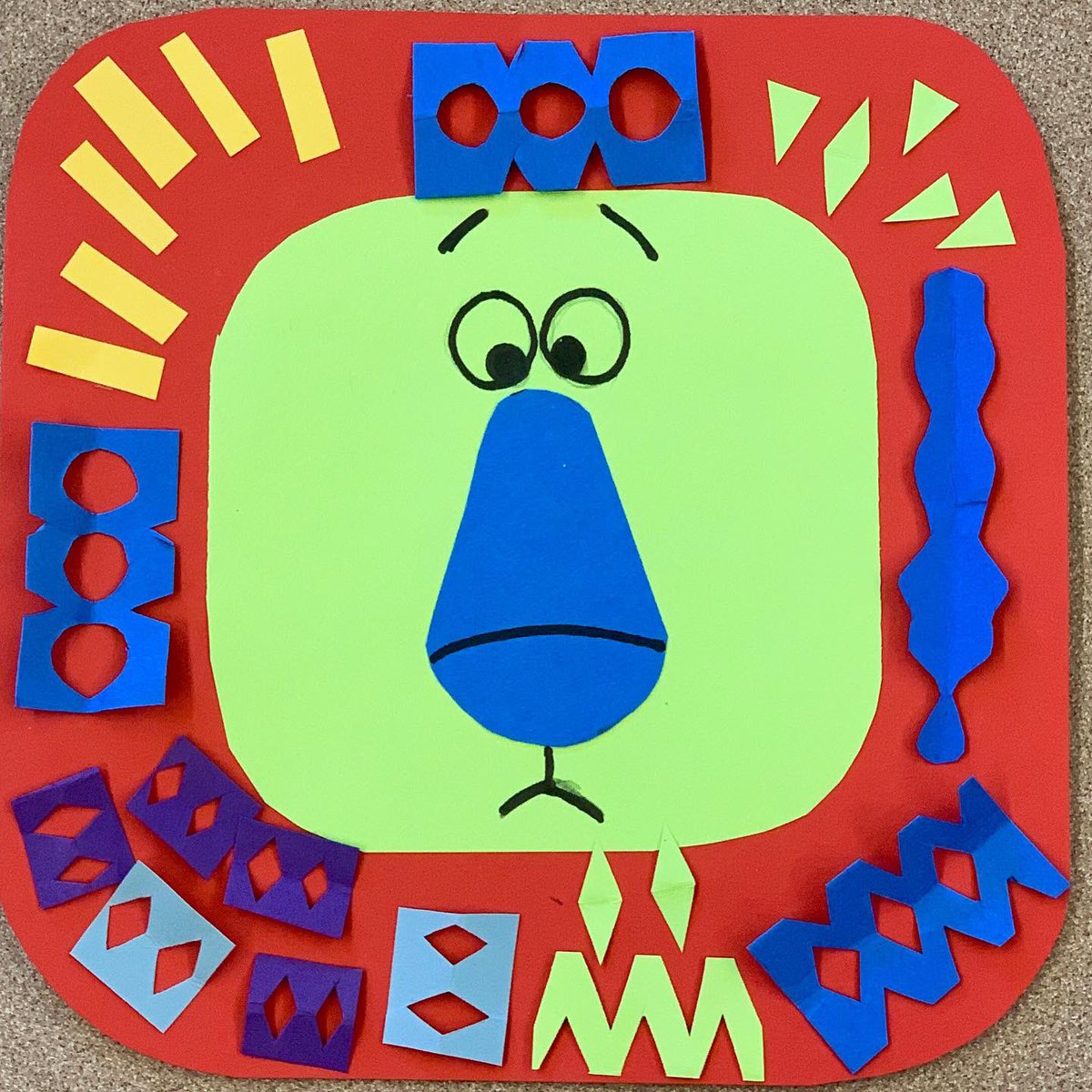 sepigol's tweet photo. Happy #humpday🐪 !!!!
Playing with colored papers this morning to make samples for our school’s #mascot . Inspired by the artist @clareyoungs 2nd Grade artists are now making their collage lions for @square1art using #complementary #colors @natickps @liljalions https://t.co/F5kOll4Ez7