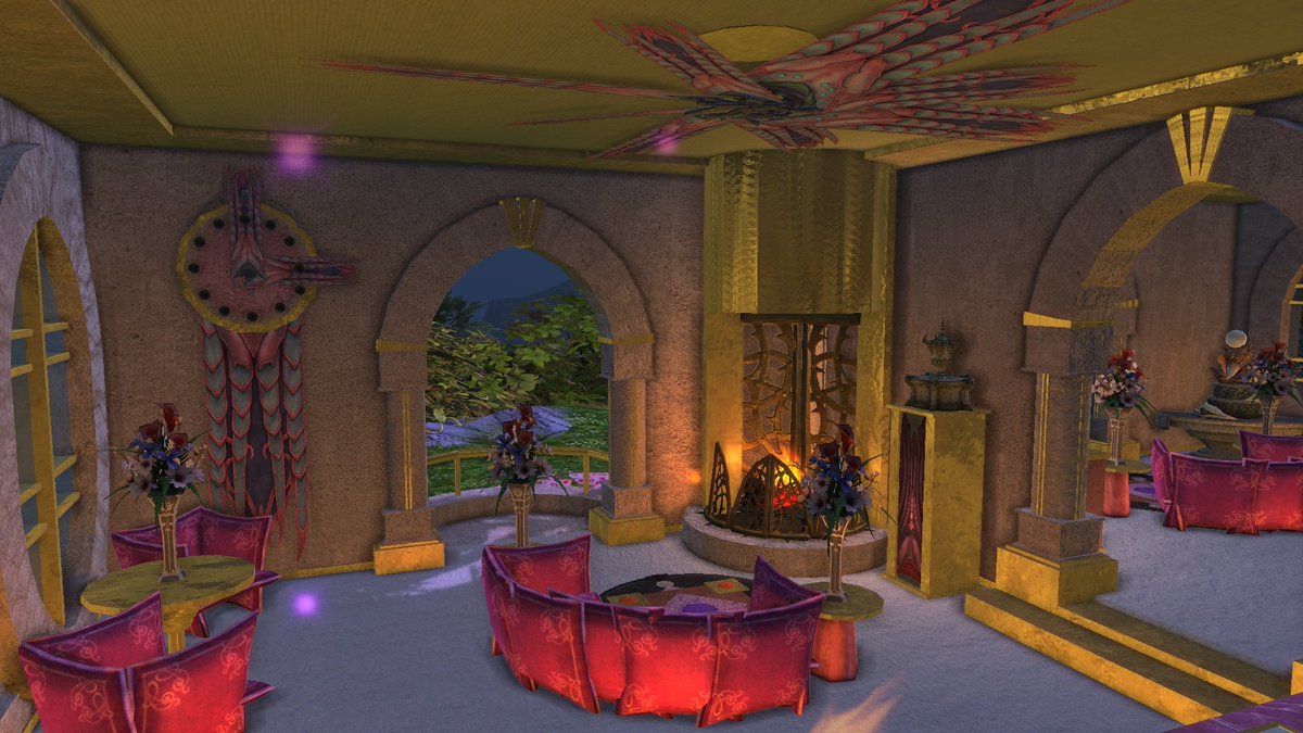 NaerhyaRift's tweet image. Golden Haven by Naerhya@Greybriar. This is a rebuild of an older dimension. I wasnt happy with the first creation I made so I replaced it with this. When the sun sets and rises it shines thru the windows and it looks very pretty.