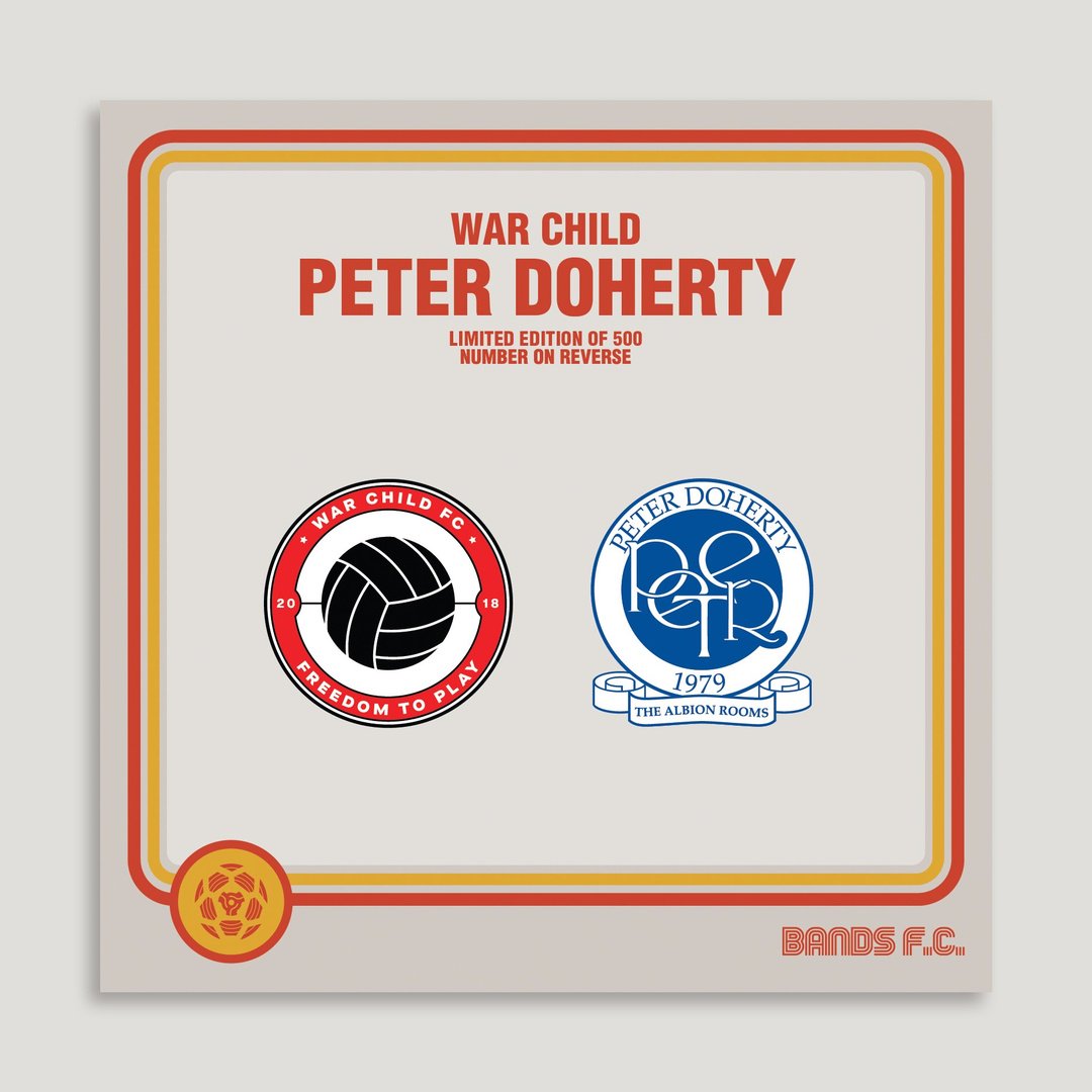 petedoherty's tweet image. There are still a few of Peter's limited edition #WarChildFC x @_Bands_FC badges available from the Bands FC online store. Grab them while you still can, all proceeds go to @WarChildUK to fund their work with children affected by conflict

Get yours here: bandsfc.com/shop/