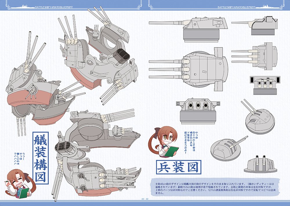 Uzivatel しづき みちる 9 コミティア N02a Na Twitteru 戦艦大和の46cm砲は 史実の写真資料が少ないため模型や イラストによって少しずつ形状が違うんですよね 逆にそこが想像を掻き立てられる浪漫です