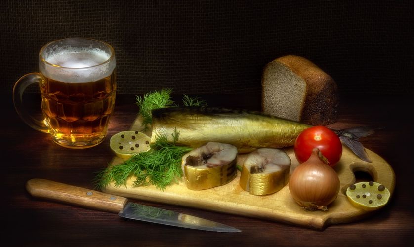 Открытки с пивом и рыбой и застолье, рисунки для