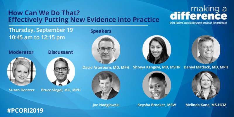 Studies have shown that it typically takes 17 years for the results of a randomized controlled trial to reach clinical practice. How are these implementation projects promoting the uptake of CER study results in the real-world? pcori.org/live #PCORI2019