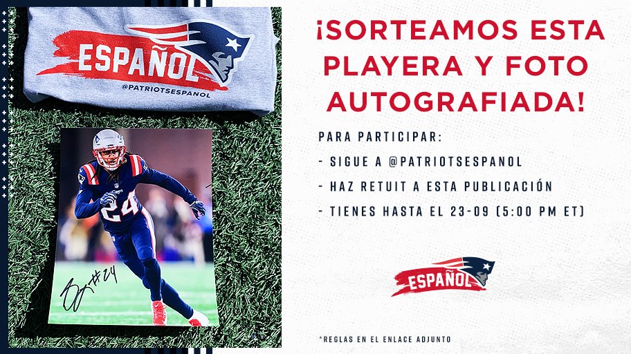Celebramos el 🎂de Stephon Gilmore sorteando una foto autografiada por el esquinero. Ah, y como premio adicional, ¡una playera de #PatriotsEspañol! ¡Síguenos, retuitea esta publicación y participa de este sorteo!

Reglas: bit.ly/2kt0P8X