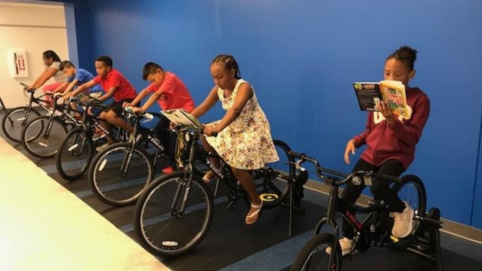 ACPSk12's tweet photo. "It helps my hamstrings on my legs and muscles in my legs and my whole body and it also helps my brain." ICYMI: See our Books and Bikes at @FerdinandTDayES on @ABC7News: https://t.co/i109wM8vwh https://t.co/tU1VItMYe6