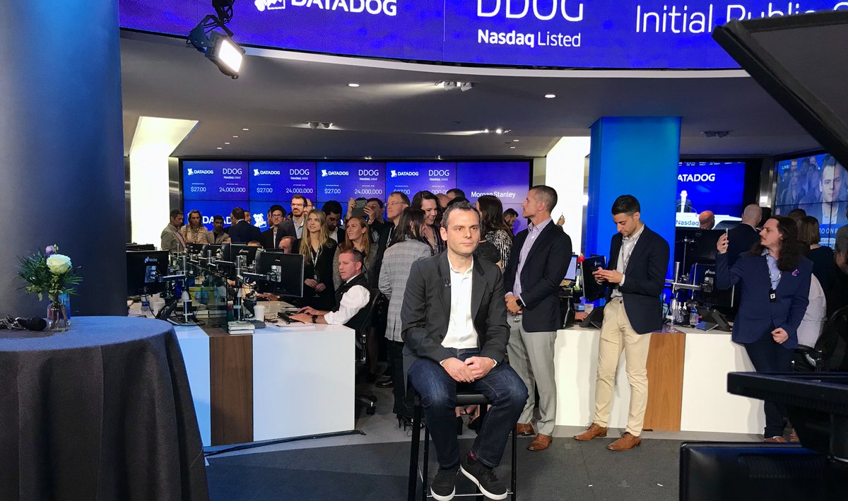 NasdaqExchange's tweet photo. π₯: @datadoghq Olivier Pomel, CEO & Co-founder is live on @CNBC discussing todayβs #DatadogIPO https://t.co/FeY9WHTizW