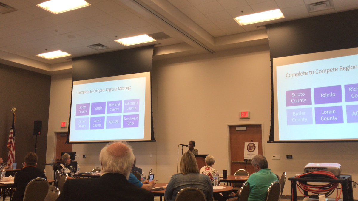 AOP20Ohio's tweet photo. Thank you to Calista Smith, President @ScaleStrategic, who shared interesting and important data and information about the #CompleteToCompete initiative! #AOP20 https://t.co/YmM4ooOiVw