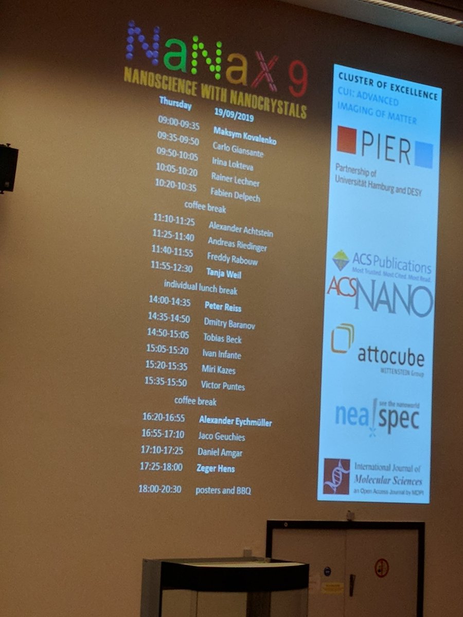 NanochemistryI1's tweet photo. Our perovsquad line up at #nanax9 day 3 with a poster by @ultimoboulevard coming in the evening session. Lots of alumni too. We miss you, @MannaLiberato! https://t.co/LjAynw4K1Z
