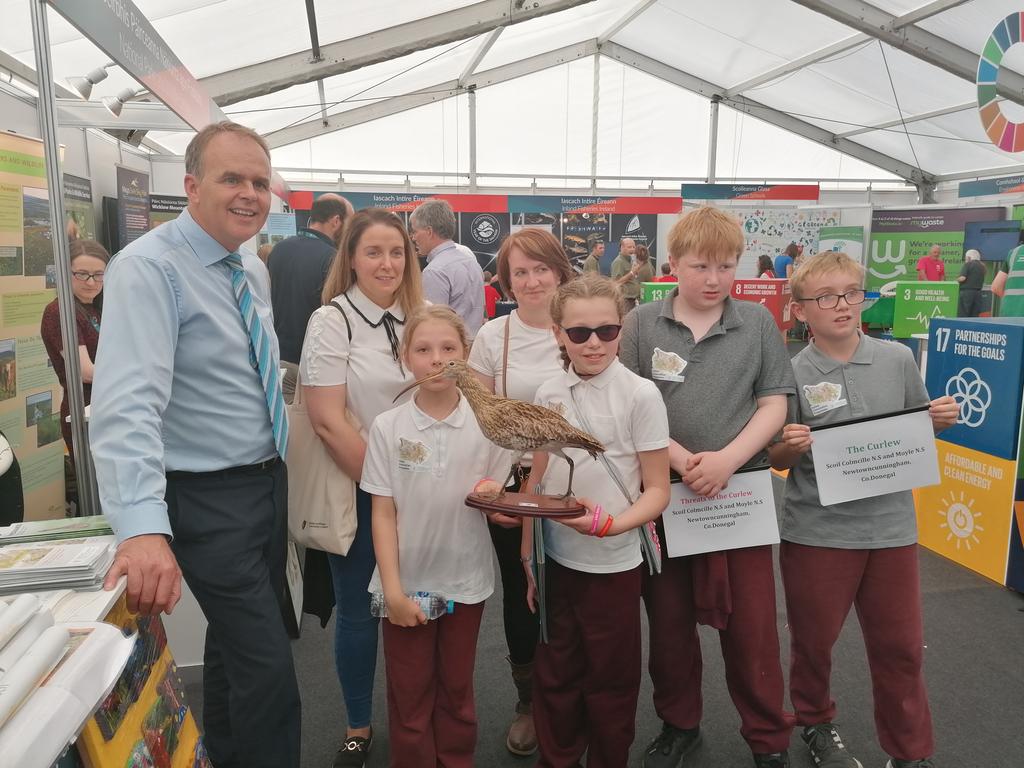 moyle_n's tweet photo. Minister for Education and Skills Joe McHugh came to have a look at our project on the Curlew at the National Parks and Wildlife Service stand at the NPC. https://t.co/LOfxih9KJB