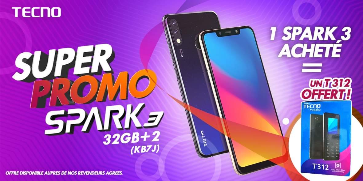 TECNOMobileSN's tweet photo. PROMOTION TIME a TECNO!

Achètes un SPARK 3 version 32GB mémoire + 2GB RAM et un TECNO T 312 te seras offert!
T'attends quoi? Profites-en!!!

NB: Offre disponible auprès de nos revendeurs agréés.

#SPARK3
#TimeToLightUp! https://t.co/SW7gklGFgA