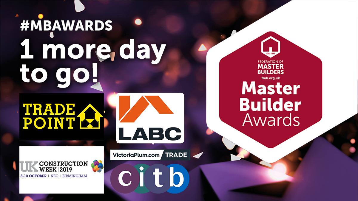 We can't wait to welcome you at the National #MBAwards 2019! A big thanks to <a href="/TradePointUK/">TradePoint</a>, <a href="/UK_CW/">UK Construction Week</a>, <a href="/labcuk/">LABC</a>, @VictoriaPlumUK, <a href="/CITB_UK/">CITB</a>, plus all of our other sponsors for making this possible! #BuildBetter

Learn more about our sponsors here: go.fmb.co.uk/2YgftyP